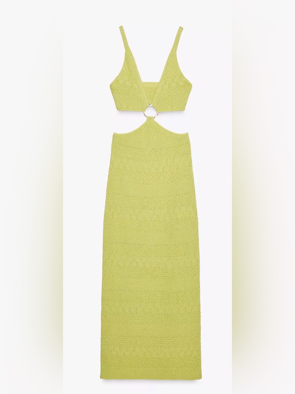 Zara Knit Lime Dress with Ring Detail XS
